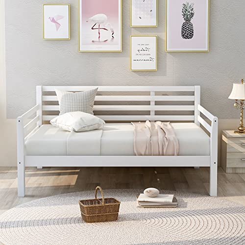 Wooden Full Size Daybed with Clean Lines, Multi-Functional Sofa Bed Frame with Wood Slat Support, No Spring Box Needed