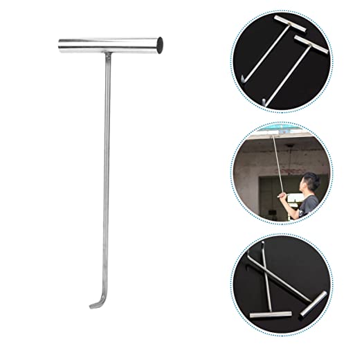 HANABASS Ing Style Pull Drain Handle for Open Steel Stainless Llift Lifter Duty Home Grate Tool Long Hook Shutter Meat Silver Manhole Pulling Storm Door Shape Hooks Lift Heavy T Cover