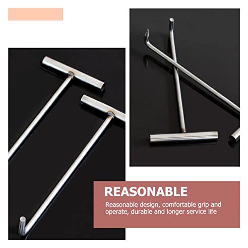 HANABASS Ing Style Pull Drain Handle for Open Steel Stainless Llift Lifter Duty Home Grate Tool Long Hook Shutter Meat Silver Manhole Pulling Storm Door Shape Hooks Lift Heavy T Cover