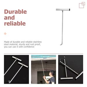 HANABASS Ing Style Pull Drain Handle for Open Steel Stainless Llift Lifter Duty Home Grate Tool Long Hook Shutter Meat Silver Manhole Pulling Storm Door Shape Hooks Lift Heavy T Cover