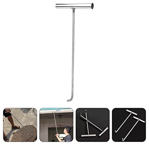 HANABASS Ing Style Pull Drain Handle for Open Steel Stainless Llift Lifter Duty Home Grate Tool Long Hook Shutter Meat Silver Manhole Pulling Storm Door Shape Hooks Lift Heavy T Cover