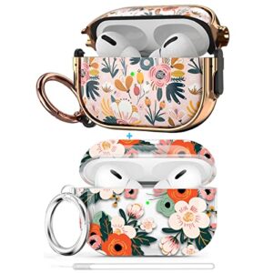 maxjoy case for airpods pro case cover(2nd/1st generation), flower airpod pro 2 case for women men with keychain protective case for airpods pro
