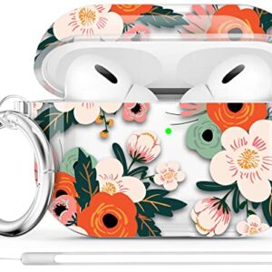 Maxjoy Case for Airpods Pro Case Cover(2nd/1st Generation), Flower AirPod Pro 2 Case for Women Men with Keychain Protective Case for AirPods Pro