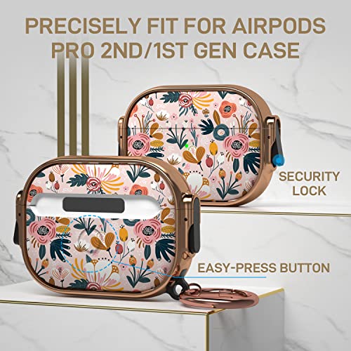 Maxjoy Case for Airpods Pro Case Cover(2nd/1st Generation), Flower AirPod Pro 2 Case for Women Men with Keychain Protective Case for AirPods Pro