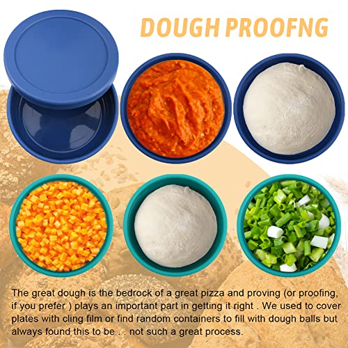 6 Set Pizza Dough Proofing Box,Containers with lids,Silicone Sourdough Starter Container Durable Bread Dough Container,Food Storage Box Container for Home Kitchen400ml,700ml(Blue+Green)