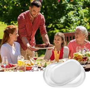 Taeochiy Large Serving Platter - 16"/14"/12" Oval Serving Tray, Ceramic Turkey Platters for Entertaining, Christmas Party, Set of 3, White