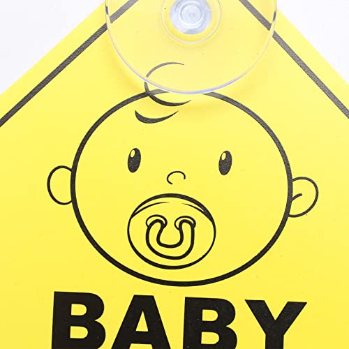 Jenbode Baby in Car Sticker for Cars, Baby On Board Warning Signs with Suction Cups, Durable and Strong Without Residue