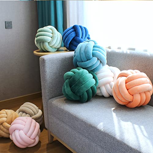 KOGITI Soft Knot Ball Pillows,Round Throw Pillow Cushion Home Decoration,Knotted Pillow Handmade Round Plush Pillow (13.8 Inch, Yellow Orange)