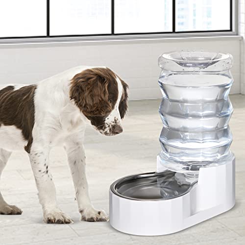 RIZZARI Automatic Pet Waterer,Gravity Stainless Steel Water Dispenser, 100% BPA-Free, Large Capacity Water Feeder for Cats and Small and Medium-Sized Dogs(6L)