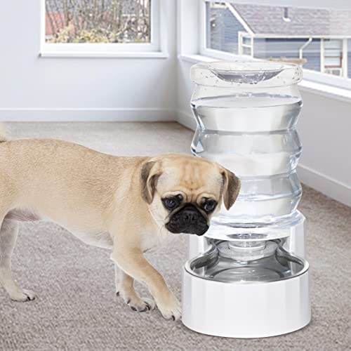 RIZZARI Automatic Pet Waterer,Gravity Stainless Steel Water Dispenser, 100% BPA-Free, Large Capacity Water Feeder for Cats and Small and Medium-Sized Dogs(6L)