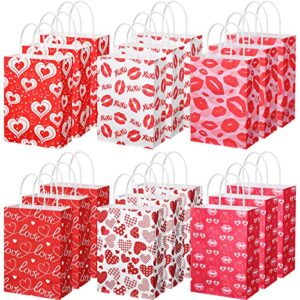 150 pieces valentine's day paper gift bags with handle valentines goody candy bags valentines day treat bags for valentines day party favors gift wrapping supplies