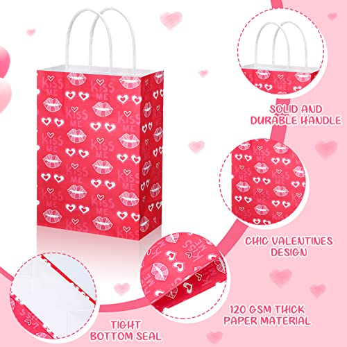150 Pieces Valentine's Day Paper Gift Bags with Handle Valentines Goody Candy Bags Valentines Day Treat Bags for Valentines Day Party Favors Gift Wrapping Supplies