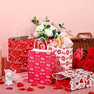 150 Pieces Valentine's Day Paper Gift Bags with Handle Valentines Goody Candy Bags Valentines Day Treat Bags for Valentines Day Party Favors Gift Wrapping Supplies