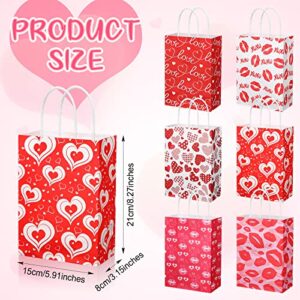 150 Pieces Valentine's Day Paper Gift Bags with Handle Valentines Goody Candy Bags Valentines Day Treat Bags for Valentines Day Party Favors Gift Wrapping Supplies