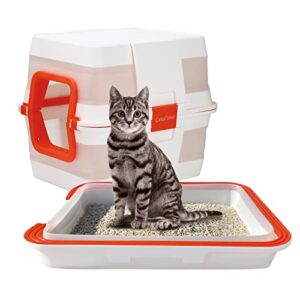 2 pack collapsible kitten litter box, casatimo foldable open kitty litter box for medium-sized cats, portable multi-use litter pan for travel, assembled to covered cat toilet, standard size