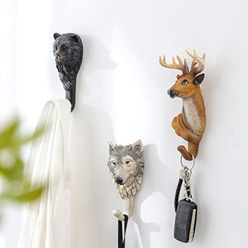 Baluue Cable Resin Wild Wall Door for Hanger- Unique Hook, Coats Hats Livingroom Head Data Household Hanging Art Hooks Key, Decorative Robe Key Hat Keys Wolf Hat, Scarf Hanger Rack