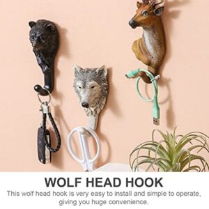 Baluue Cable Resin Wild Wall Door for Hanger- Unique Hook, Coats Hats Livingroom Head Data Household Hanging Art Hooks Key, Decorative Robe Key Hat Keys Wolf Hat, Scarf Hanger Rack