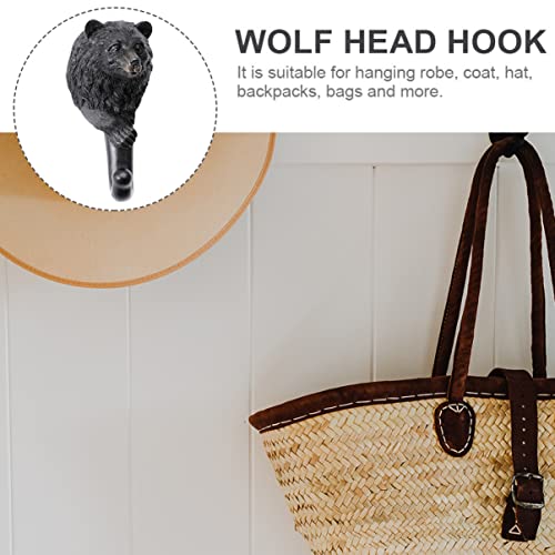 Baluue Cable Resin Wild Wall Door for Hanger- Unique Hook, Coats Hats Livingroom Head Data Household Hanging Art Hooks Key, Decorative Robe Key Hat Keys Wolf Hat, Scarf Hanger Rack