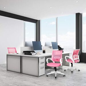 NEO CHAIR Office Computer Desk Chair Gaming-Ergonomic Mid Back Cushion Lumbar Support with Wheels Comfortable Blue Mesh Racing Seat Adjustable Swivel Rolling Home Executive (Pink)