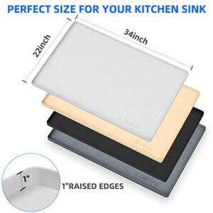 LIMNUO Under Sink Mat for Kitchen Waterproof, 34" x 22" Silicone Under Sink Mat Line for Kitchen and Bathroom,Hold up to 3.3 Gallons Liquid