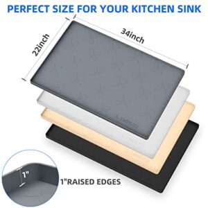 LIMNUO Under Sink Mat for Kitchen Waterproof, 34" x 22" Silicone Under Sink Mat Line for Kitchen and Bathroom,Hold up to 3.3 Gallons Liquid