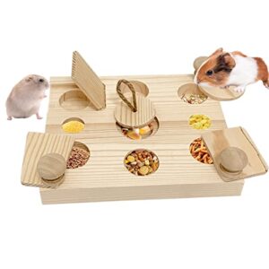 muyg wooden hamster foraging toys,enrichment foraging toy guinea pig interactive hide treats puzzle snuffle game small animal chew toys for chinchilla rat bunny hedgehog gerbils