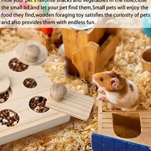 MUYG Wooden Hamster Foraging Toys,Enrichment Foraging Toy Guinea Pig Interactive Hide Treats Puzzle Snuffle Game Small Animal Chew Toys for Chinchilla Rat Bunny Hedgehog Gerbils