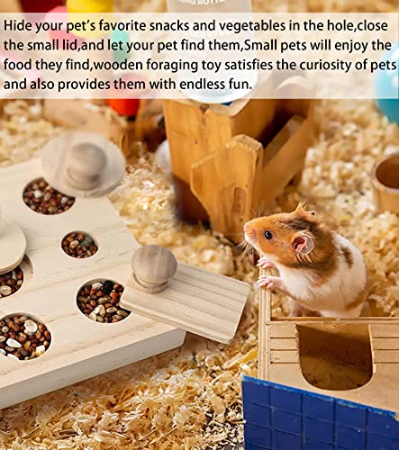 MUYG Wooden Hamster Foraging Toys,Enrichment Foraging Toy Guinea Pig Interactive Hide Treats Puzzle Snuffle Game Small Animal Chew Toys for Chinchilla Rat Bunny Hedgehog Gerbils