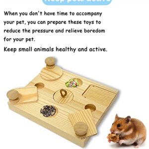 MUYG Wooden Hamster Foraging Toys,Enrichment Foraging Toy Guinea Pig Interactive Hide Treats Puzzle Snuffle Game Small Animal Chew Toys for Chinchilla Rat Bunny Hedgehog Gerbils