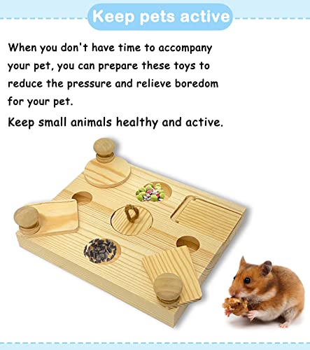 MUYG Wooden Hamster Foraging Toys,Enrichment Foraging Toy Guinea Pig Interactive Hide Treats Puzzle Snuffle Game Small Animal Chew Toys for Chinchilla Rat Bunny Hedgehog Gerbils