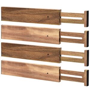 bambu masster acaia wood kitchen drawer dividers 4 pack,works in kitchen,dresser,bathroom.