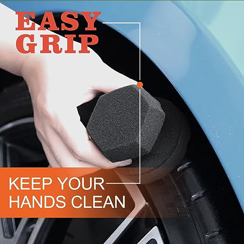 2PCS Tire Shine Applicator Tire Hex Grip Dressing Applicator Pads Tire Sponge Applicator Foam Tire Gel Wet Applicator Car Detailing Reusable Cleaning Supplies for Tire Shine