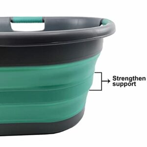 SAMMART 40L (10.5 gallon) Collapsible Plastic Laundry Basket - Foldable Pop Up Storage Container/Organizer - Portable Washing Tub - Space Saving Hamper/Basket (Purplish Blue + Turquoise Blue)