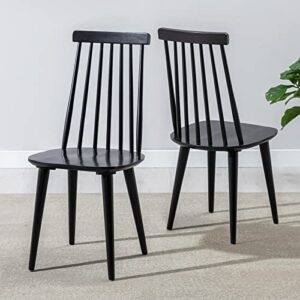 duhome dining chairs set of 2 wood, black spindle side kitchen room country farmhouse chairs