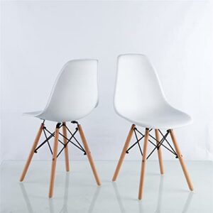 atsnow mid century modern white dining chairs set of 2, plastic dsw side chairs for kitchen living room leisure