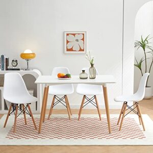 ATSNOW Mid Century Modern White Dining Chairs Set of 2, Plastic DSW Side Chairs for Kitchen Living Room Leisure