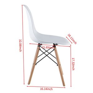 ATSNOW Mid Century Modern White Dining Chairs Set of 2, Plastic DSW Side Chairs for Kitchen Living Room Leisure