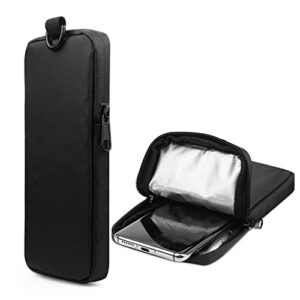 wallfid 2pcs thermal phone case bag with and keyring,prevent phone from dropping battery due to cold weather,for 6.7 inches phones and power banks and wireless headphones black(black)