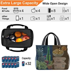 Lunch Bag Women, Leakproof Insulated Lunch Bags Reusable Water Resistant Lunch Box with Adjustable Shoulder Strap, Large Adults lunchbox Men Women Lunch Tote Bag for Work Travel Picnic, Black