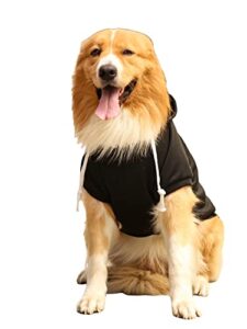 qwinee solid drawstring dog hoodie sweatshirt dog shirt clothes for small medium large dogs black m