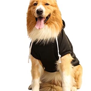 QWINEE Solid Drawstring Dog Hoodie Sweatshirt Dog Shirt Clothes for Small Medium Large Dogs Black M