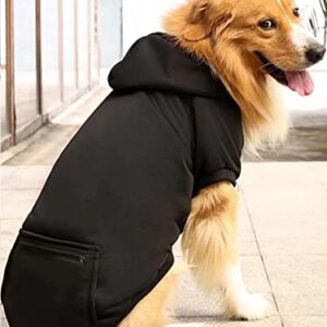 QWINEE Solid Drawstring Dog Hoodie Sweatshirt Dog Shirt Clothes for Small Medium Large Dogs Black M