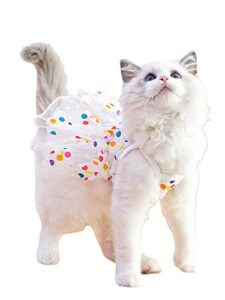 qwinee cute polka dot mesh cat skirt dog dress birthday wedding christmas party dog costume dresses for kitty puppy small medium dogs multicolor xl
