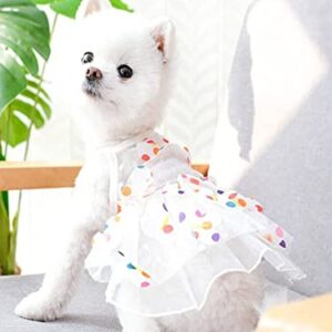 QWINEE Cute Polka Dot Mesh Cat Skirt Dog Dress Birthday Wedding Christmas Party Dog Costume Dresses for Kitty Puppy Small Medium Dogs Multicolor XL