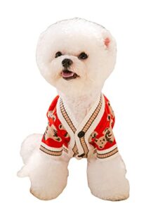 qwinee cartoon bear pattern dog sweater dog warm coat dog clothes for puppy kitten cat small medium dogs multicolor m