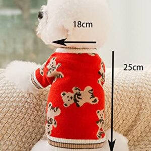 QWINEE Cartoon Bear Pattern Dog Sweater Dog Warm Coat Dog Clothes for Puppy Kitten Cat Small Medium Dogs Multicolor M