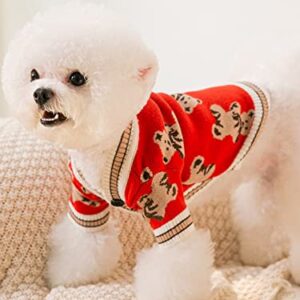 QWINEE Cartoon Bear Pattern Dog Sweater Dog Warm Coat Dog Clothes for Puppy Kitten Cat Small Medium Dogs Multicolor M