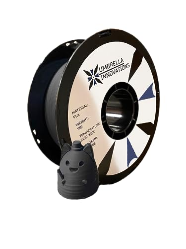 Umbrella Innovations PLA Filament, 1.75mm +/- 0.03, 1 KG, 3D Printing Filament (Black)