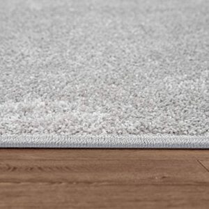 Paco Home Solid Area Rug in Silver Modern Plain Design, Size: 5'3" x 7'3"