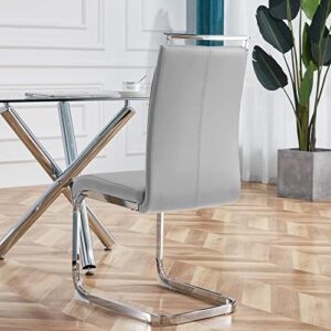 RDUEEI Modern Dining Chairs Set of 6 with Leather Padded and Plated Metal Legs, Sillas De Comedor, Leather Dining Chairs, Kitchen & Dining Room Chairs for Kitchen(Light Grey, Set of 6)